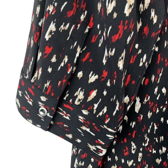 Catherines Blouse 1/2 Zip Black Red Pattern 3/4 Sleeve Office Women's 1X 18/20W - Picture 6 of 7